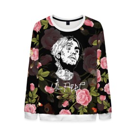 Мужской свитшот 3D с принтом LIL PEEP ROSES в Новосибирске, 100% полиэстер с мягким внутренним слоем | круглый вырез горловины, мягкая резинка на манжетах и поясе, свободная посадка по фигуре | lil peep | lil prince | pink | зарубежная музыка | лил пип | маленький принц