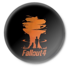 Значок с принтом Fallout 4 в Новосибирске,  металл | круглая форма, металлическая застежка в виде булавки | art | dog | drone | explosion | fallout | fallout 4 | game | man | арт | взрыв | дрон | игра | собака | фоллаут | фоллаут 4 | человек