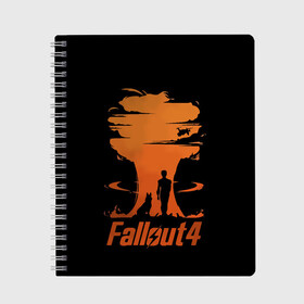 Тетрадь с принтом Fallout 4 в Новосибирске, 100% бумага | 48 листов, плотность листов — 60 г/м2, плотность картонной обложки — 250 г/м2. Листы скреплены сбоку удобной пружинной спиралью. Уголки страниц и обложки скругленные. Цвет линий — светло-серый
 | art | dog | drone | explosion | fallout | fallout 4 | game | man | арт | взрыв | дрон | игра | собака | фоллаут | фоллаут 4 | человек