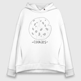 Женское худи Oversize хлопок с принтом Cookies в Новосибирске, френч-терри — 70% хлопок, 30% полиэстер. Мягкий теплый начес внутри —100% хлопок | боковые карманы, эластичные манжеты и нижняя кромка, капюшон на магнитной кнопке | cookies | графика | кофе | печенье | печеньки | постирония | прикольные картинки | сладости | чай