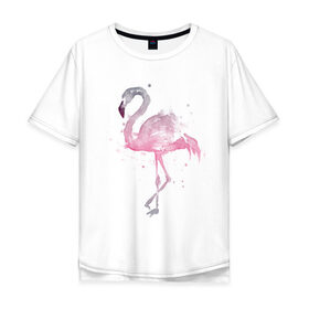 Мужская футболка хлопок Oversize с принтом Flamingo в Новосибирске, 100% хлопок | свободный крой, круглый ворот, “спинка” длиннее передней части | абстракция | акварель | арт | градиент | животные | минимализм | птицы | фламинго | экзотика | экзотические животные | экзотические птицы