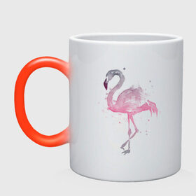 Кружка хамелеон с принтом Flamingo в Новосибирске, керамика | меняет цвет при нагревании, емкость 330 мл | абстракция | акварель | арт | градиент | животные | минимализм | птицы | фламинго | экзотика | экзотические животные | экзотические птицы