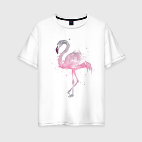 Женская футболка хлопок Oversize с принтом Flamingo в Новосибирске, 100% хлопок | свободный крой, круглый ворот, спущенный рукав, длина до линии бедер
 | абстракция | акварель | арт | градиент | животные | минимализм | птицы | фламинго | экзотика | экзотические животные | экзотические птицы