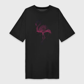 Платье-футболка хлопок с принтом Flamingo в Новосибирске,  |  | абстракция | акварель | арт | градиент | животные | минимализм | птицы | фламинго | экзотика | экзотические животные | экзотические птицы