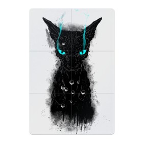Магнитный плакат 2Х3 с принтом Dark Cat в Новосибирске, Полимерный материал с магнитным слоем | 6 деталей размером 9*9 см | cat | monster | глаза | горят | дымит | дымится | кот | кошак | кошатина | кошка | кэт | мокрый | монстер | нос