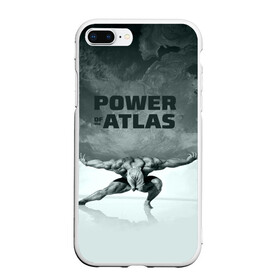 Чехол для iPhone 7Plus/8 Plus матовый с принтом Power of the Atlas в Новосибирске, Силикон | Область печати: задняя сторона чехла, без боковых панелей | Тематика изображения на принте: atlas | power | powerlifting | sport | strength | weightlifting | атлант | бодибилдинг | качок | пауэрлифтинг | сила | спорт