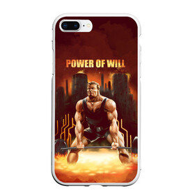 Чехол для iPhone 7Plus/8 Plus матовый с принтом Power of will в Новосибирске, Силикон | Область печати: задняя сторона чехла, без боковых панелей | power | powerlifting | sport | strength | weightlifting | бодибилдинг | качок | пауэрлифтинг | сила | спорт