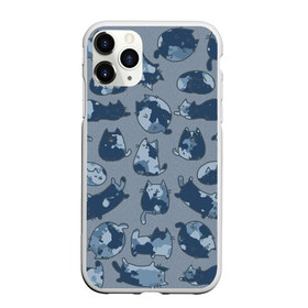 Чехол для iPhone 11 Pro матовый с принтом Камуфляж с котиками (серо-голубой) в Новосибирске, Силикон |  | cat | cats | армия | военный | воин | герой | день защитника | день защитника отечества | десант | защитник | капитан | котики | коты | котэ | котята | кошки | мальчишник | мужчинам | омон | охота | охранник