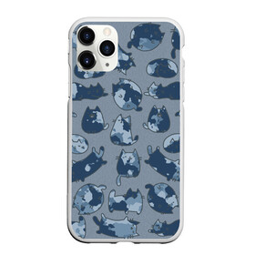 Чехол для iPhone 11 Pro Max матовый с принтом Камуфляж с котиками (серо-голубой) в Новосибирске, Силикон |  | cat | cats | армия | военный | воин | герой | день защитника | день защитника отечества | десант | защитник | капитан | котики | коты | котэ | котята | кошки | мальчишник | мужчинам | омон | охота | охранник