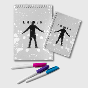 Блокнот с принтом EMINEM в Новосибирске, 100% бумага | 48 листов, плотность листов — 60 г/м2, плотность картонной обложки — 250 г/м2. Листы скреплены удобной пружинной спиралью. Цвет линий — светло-серый
 | eminem | rap | зарубежный реп | реп | эминем