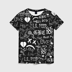 Женская футболка 3D с принтом LIL PEEP LOGOBOMBING | ЛИЛ ПИП в Новосибирске, 100% полиэфир ( синтетическое хлопкоподобное полотно) | прямой крой, круглый вырез горловины, длина до линии бедер | lil peep | lil prince | pink | зарубежная музыка | лил пип | маленький принц