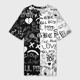 Платье-футболка 3D с принтом LIL PEEP LOGOBOMBING | ЛИЛ ПИП в Новосибирске,  |  | lil peep | lil prince | pink | зарубежная музыка | лил пип | маленький принц