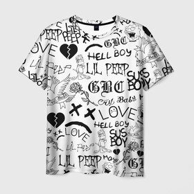 Мужская футболка 3D с принтом LIL PEEP | ЛИЛ ПИП LOGOBOMBING в Новосибирске, 100% полиэфир | прямой крой, круглый вырез горловины, длина до линии бедер | Тематика изображения на принте: lil peep | lil prince | pink | зарубежная музыка | лил пип | маленький принц