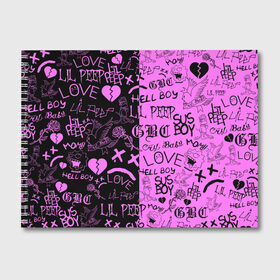 Альбом для рисования с принтом LIL PEEP LOGOBOMBING BLACK PINK в Новосибирске, 100% бумага
 | матовая бумага, плотность 200 мг. | lil peep | lil prince | pink | зарубежная музыка | лил пип | маленький принц