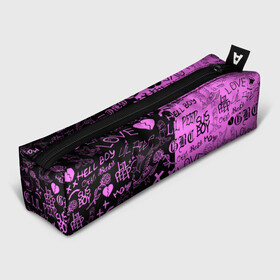Пенал 3D с принтом LIL PEEP LOGOBOMBING BLACK PINK в Новосибирске, 100% полиэстер | плотная ткань, застежка на молнии | Тематика изображения на принте: lil peep | lil prince | pink | зарубежная музыка | лил пип | маленький принц