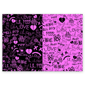 Поздравительная открытка с принтом LIL PEEP LOGOBOMBING BLACK PINK в Новосибирске, 100% бумага | плотность бумаги 280 г/м2, матовая, на обратной стороне линовка и место для марки
 | lil peep | lil prince | pink | зарубежная музыка | лил пип | маленький принц