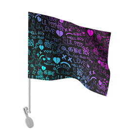 Флаг для автомобиля с принтом LIL PEEP NEON | ЛИЛ ПИП НЕОН в Новосибирске, 100% полиэстер | Размер: 30*21 см | lil peep | lil prince | pink | зарубежная музыка | лил пип | маленький принц