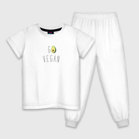 Детская пижама хлопок с принтом Go vegan #3 в Новосибирске, 100% хлопок |  брюки и футболка прямого кроя, без карманов, на брюках мягкая резинка на поясе и по низу штанин
 | avocado | go | govegan | vegan | vegetarian | авокадо | веган | веганство | вегетарианство