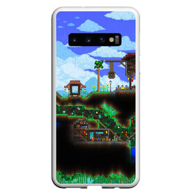 Чехол для Samsung Galaxy S10 с принтом TERRARIA EXCLUSIVE в Новосибирске, Силикон | Область печати: задняя сторона чехла, без боковых панелей | game | pixel | terraria | игра | пиксель | террариа