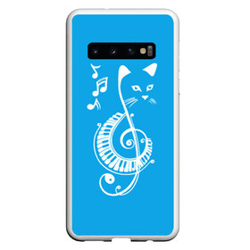 Чехол для Samsung Galaxy S10 с принтом Котик Музыкальный в Новосибирске, Силикон | Область печати: задняя сторона чехла, без боковых панелей | Тематика изображения на принте: 