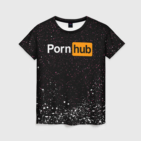 Женская футболка 3D с принтом PornHub в Новосибирске, 100% полиэфир ( синтетическое хлопкоподобное полотно) | прямой крой, круглый вырез горловины, длина до линии бедер | brazzers | hub | бразерс