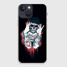 Чехол для iPhone 13 mini с принтом Tatto Girls в Новосибирске,  |  | blood | dead | girl | girls | skull | tatto | девушка | кровь | тату | татуировка | татуировки | череп