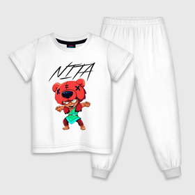 Детская пижама хлопок с принтом Nita в Новосибирске, 100% хлопок |  брюки и футболка прямого кроя, без карманов, на брюках мягкая резинка на поясе и по низу штанин
 | brawl | games | leon | nita | stars | игры | леон | нита