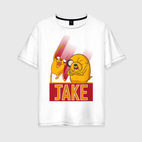 Женская футболка хлопок Oversize с принтом JAKE в Новосибирске, 100% хлопок | свободный крой, круглый ворот, спущенный рукав, длина до линии бедер
 | cn_2047519_019061 | jake | vdpartat | время приключений | джейк