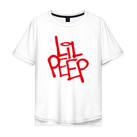 Мужская футболка хлопок Oversize с принтом LiL PEEP (НА СПИНЕ) в Новосибирске, 100% хлопок | свободный крой, круглый ворот, “спинка” длиннее передней части | Тематика изображения на принте: lil peep | lil prince | pink | зарубежная музыка | лил пип | маленький принц