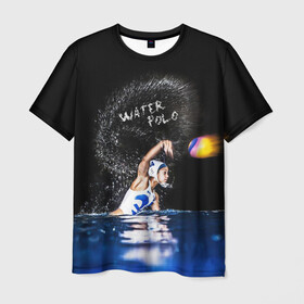 Мужская футболка 3D с принтом Water polo в Новосибирске, 100% полиэфир | прямой крой, круглый вырез горловины, длина до линии бедер | polo | water polo | вода | водное поло | водный спорт | плавание | пловец | поло | спорт
