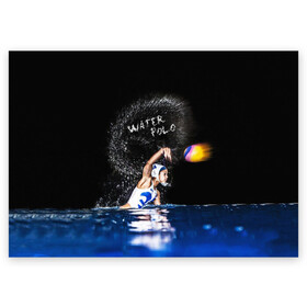 Поздравительная открытка с принтом Water polo в Новосибирске, 100% бумага | плотность бумаги 280 г/м2, матовая, на обратной стороне линовка и место для марки
 | Тематика изображения на принте: polo | water polo | вода | водное поло | водный спорт | плавание | пловец | поло | спорт