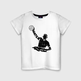 Детская футболка хлопок с принтом Ватерполист в Новосибирске, 100% хлопок | круглый вырез горловины, полуприлегающий силуэт, длина до линии бедер | polo | water polo | вода | водное поло | водный спорт | плавание | пловец | поло | спорт