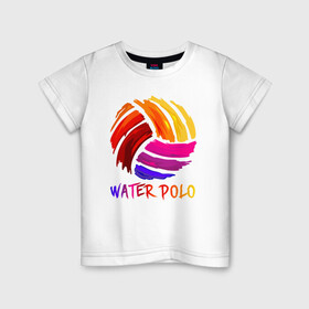Детская футболка хлопок с принтом Мяч для водного поло в Новосибирске, 100% хлопок | круглый вырез горловины, полуприлегающий силуэт, длина до линии бедер | Тематика изображения на принте: polo | water polo | вода | водное поло | водный спорт | плавание | пловец | поло | спорт