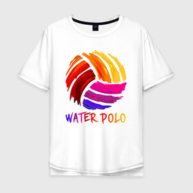 Мужская футболка хлопок Oversize с принтом Мяч для водного поло в Новосибирске, 100% хлопок | свободный крой, круглый ворот, “спинка” длиннее передней части | Тематика изображения на принте: polo | water polo | вода | водное поло | водный спорт | плавание | пловец | поло | спорт