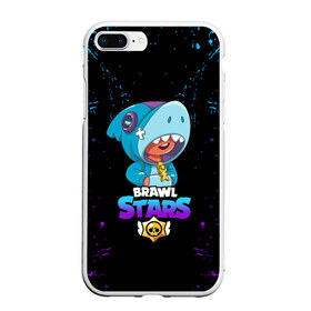 Чехол для iPhone 7Plus/8 Plus матовый с принтом BRAWL STARS LEON SHARK в Новосибирске, Силикон | Область печати: задняя сторона чехла, без боковых панелей | bib | brawl stars | colt | crow | el brown | leon | leon shark | max | moba | sally leon | shark | акула | берли | биби | бравл старс | браун | ворон | жанр | игра | кольт | леон | леон акула | макс | нита | шелли