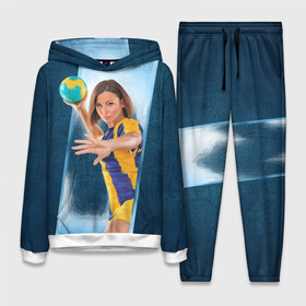 Женский костюм 3D (с толстовкой) с принтом Гандболистка в Новосибирске,  |  | hand ball | handball | play | игра | игра в ганбол | игра с мячом | мяч | руки | футбол