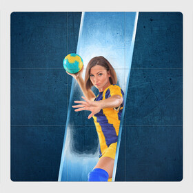 Магнитный плакат 3Х3 с принтом Гандболистка в Новосибирске, Полимерный материал с магнитным слоем | 9 деталей размером 9*9 см | hand ball | handball | play | игра | игра в ганбол | игра с мячом | мяч | руки | футбол