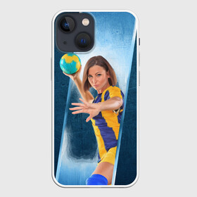 Чехол для iPhone 13 mini с принтом Гандболистка в Новосибирске,  |  | hand ball | handball | play | игра | игра в ганбол | игра с мячом | мяч | руки | футбол