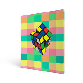 Холст квадратный с принтом Кубик Рубика в Новосибирске, 100% ПВХ |  | игра | интеллект | куб | кубик | рубик | ум