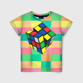 Детская футболка 3D с принтом Кубик Рубика в Новосибирске, 100% гипоаллергенный полиэфир | прямой крой, круглый вырез горловины, длина до линии бедер, чуть спущенное плечо, ткань немного тянется | игра | интеллект | куб | кубик | рубик | ум