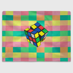 Плед 3D с принтом Кубик Рубика в Новосибирске, 100% полиэстер | закругленные углы, все края обработаны. Ткань не мнется и не растягивается | игра | интеллект | куб | кубик | рубик | ум