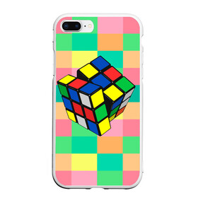 Чехол для iPhone 7Plus/8 Plus матовый с принтом Кубик Рубика в Новосибирске, Силикон | Область печати: задняя сторона чехла, без боковых панелей | игра | интеллект | куб | кубик | рубик | ум
