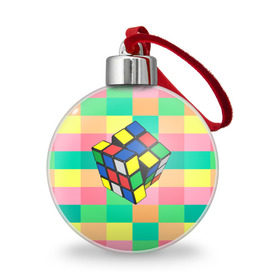 Ёлочный шар с принтом Кубик Рубика в Новосибирске, Пластик | Диаметр: 77 мм | игра | интеллект | куб | кубик | рубик | ум