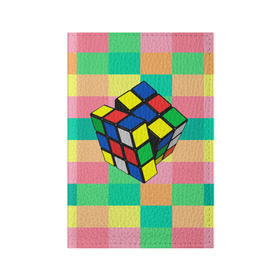 Обложка для паспорта матовая кожа с принтом Кубик Рубика в Новосибирске, натуральная матовая кожа | размер 19,3 х 13,7 см; прозрачные пластиковые крепления | игра | интеллект | куб | кубик | рубик | ум