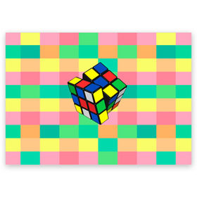 Поздравительная открытка с принтом Кубик Рубика в Новосибирске, 100% бумага | плотность бумаги 280 г/м2, матовая, на обратной стороне линовка и место для марки
 | игра | интеллект | куб | кубик | рубик | ум