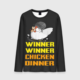 Мужской лонгслив 3D с принтом Winner Chicken Dinner в Новосибирске, 100% полиэстер | длинные рукава, круглый вырез горловины, полуприлегающий силуэт | asia | battle | chicken | dinner | duo | epic | guide | lucky | map | miramar | mobile | mortal | pro | royale | solo | winner | битва | лут | пабг | пубг | стрим | топ