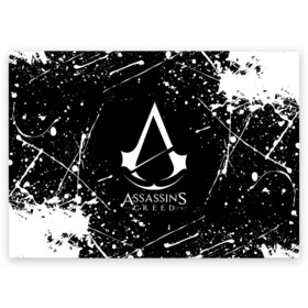 Поздравительная открытка с принтом ASSASSIN`S CREED в Новосибирске, 100% бумага | плотность бумаги 280 г/м2, матовая, на обратной стороне линовка и место для марки
 | slayer | асасин | ассасин крид | ассассин | тамплиеры