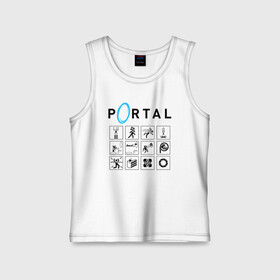 Детская майка хлопок с принтом PORTAL в Новосибирске,  |  | aperture laboratories | glados | portal | portal 2 | valve | гладос | портал | портал 2 | текстуры | челл