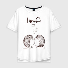 Мужская футболка хлопок Oversize с принтом Love в Новосибирске, 100% хлопок | свободный крой, круглый ворот, “спинка” длиннее передней части | 14 февраля | 23 февраля | 8 марта | в тебя | влюблен | девушке | день влюбленных | день святого валентина | для любимых | др | еж | ежи | ежик | жене | купидон | любимая | любимый | люблю | любовь | мужу | парню