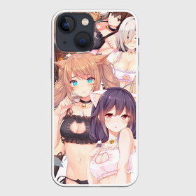 Чехол для iPhone 13 mini с принтом Девушки в купальниках в Новосибирске,  |  | ahegao | anime | manga | neko | o face | аниме | ахегао | девушки | иероглифы | картинки | коллаж | лица | манга | тян | тянки | язык